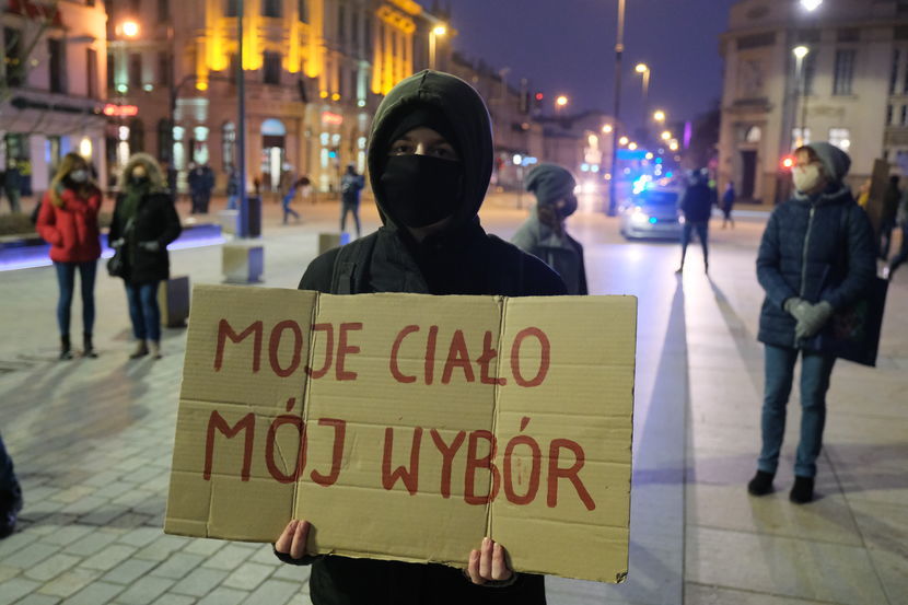 Jedno z haseł podczas protestu w Lublinie