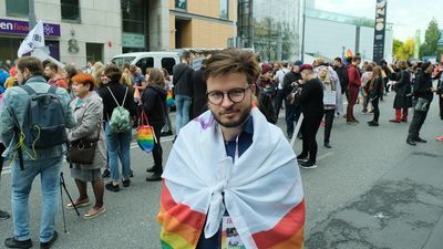 Bartosz "Bart" Staszewski podczas Marszu Równości w Lublinie