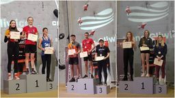 Maria Szwed (z lewej) triumfowała w "czasówkach" wśród juniorek, Jan Tkaczyk (w środku) w kategorii młodzieżowców, a Patrycja Chudziak (z prawej) była druga w zmaganiach seniorek.