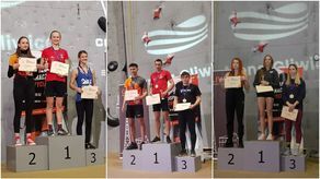 Maria Szwed (z lewej) triumfowała w "czasówkach" wśród juniorek, Jan Tkaczyk (w środku) w kategorii młodzieżowców, a Patrycja Chudziak (z prawej) była druga w zmaganiach seniorek.