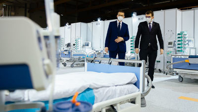 Wizyta w Szpitalu Tymczasowym w hali EXPO w Krakowie