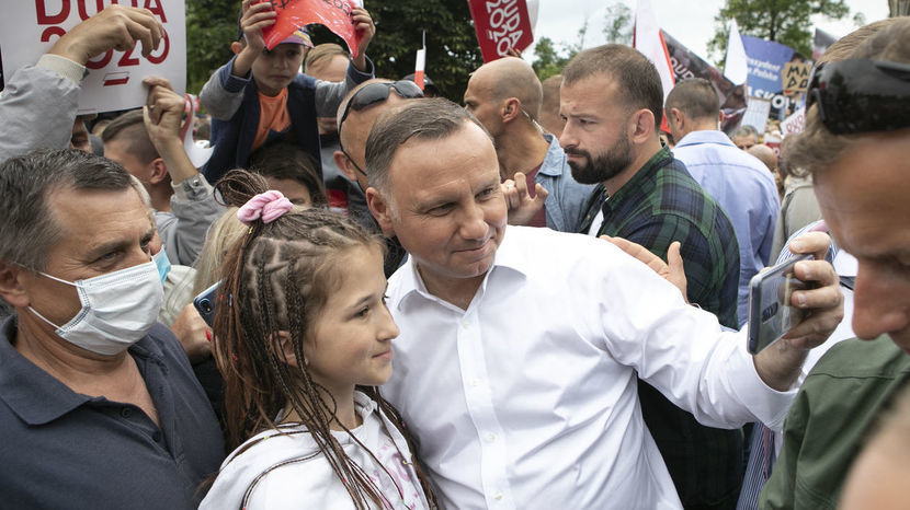 Andrzej Duda na wiecu poparcia w Łukowie w 2020 roku