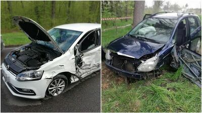 Lubelskie: Czołowe zderzenie samochodów. Dwie osoby w szpitalu