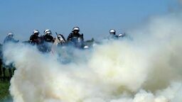 Huk, dym, strzały. Tak się egzaminuje policyjne konie [zdjęcia]