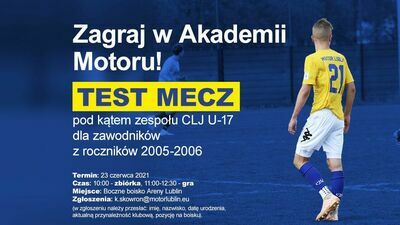 Przyjdź na test mecz. Motor szuka zawodników z roczników 2005 i 2006