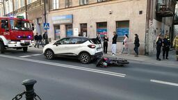 Wypadek w centrum Lublina. Ranny motocyklista