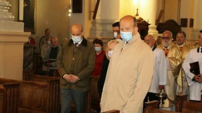 Maciej i Konstanty Radziwiłłowie na uroczystościach z okazji 350-lecia kościoła pw. Św. Antoniego