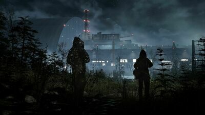 Chernobylite i widok na Czarnobylską Elektrownię Jądrową