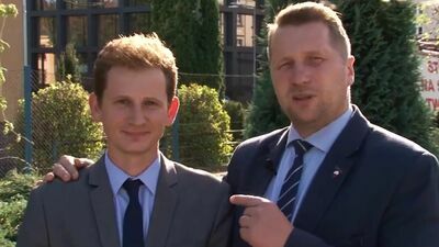Jakub Koper i Przemysław Czarnek. Kadr ze spotu przed wyborami do Rady Miasta Lublin