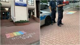 Tęczowy "atak" na lubelską telewizję. Ochroniarze mieli grozić aktywistom pobiciem, wezwali policję