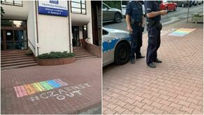 Tęczowy "atak" na lubelską telewizję. Ochroniarze mieli grozić aktywistom pobiciem, wezwali policję