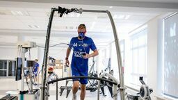 Skrzydłowy Azotów Wojciech Gumiński podczas specjalistycznych testów w Białej Podlaskiej

