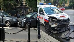 Kolizja w centrum Lublina. Zderzyły się trzy auta, przejazd jest utrudniony [zdjęcia]