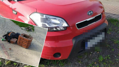 Kraśnik. Kia rozbiła się na śmietniku, bo kierowcę "zdenerwowała żona"