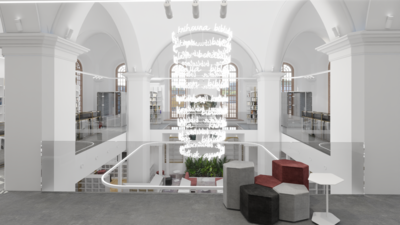 Tak ma wyglądać wnętrze XVII wiecznej synagogi po remoncie. - Zawsze chodzi o dwie rzeczy - efekt wizualny i o funkcjonalność, która jest bardzo ważna – mówi projektantka biblioteki