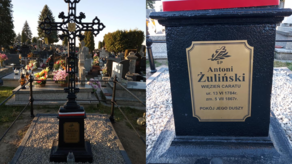 Odrestaurowany nagrobek Antoniego Żulińskiego, więźnia caratu, wieloletniego nauczyciela szkoły elementarnej w Kraśniku, który zmarł w 1867 r.