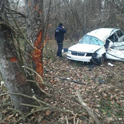 Wypadek w Olszance. Samochód uderzył w drzewo