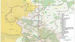Kilka wariantów planowanej linii kolejowej w Tomaszowie Lubelskim i okolicy