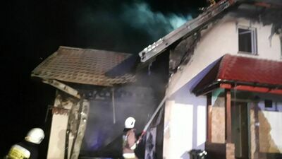 Pożar domu w Oblasach