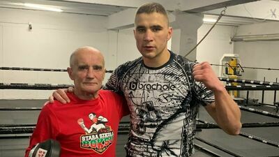 Michał Soczyński (z prawej) w towarzystwie swojego trenera, Władysława Maciejewskiego