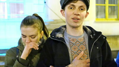 Na antywojennej manifestacji solidarności z Ukrainą przed lubelskim Ratuszem