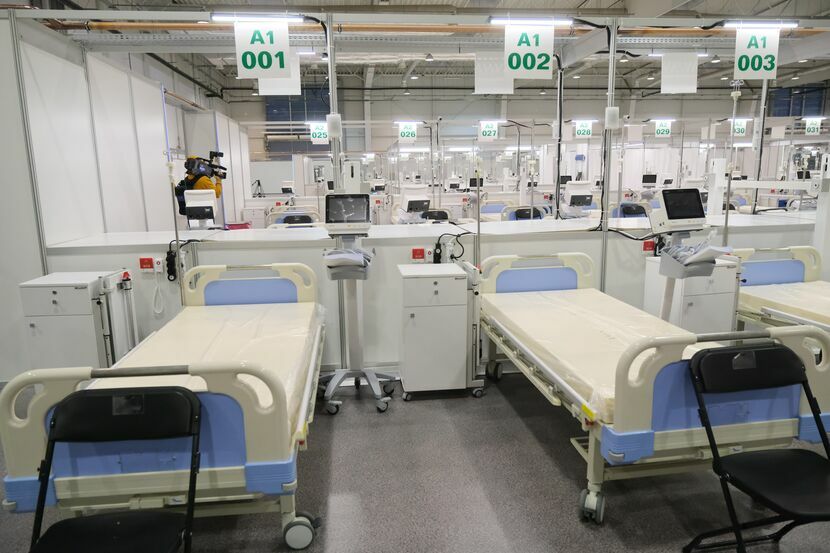Szpital tymczasowy w grudniu 2020 roku, tuż przed otwarciem