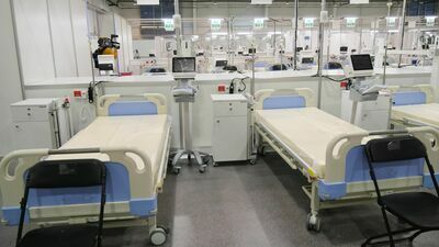 Szpital tymczasowy w grudniu 2020 roku, tuż przed otwarciem