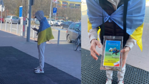 Jeden ze zbierających na rzecz fundacji Wolontariusz Miasta pod hipermarketem Auchan w Lublinie