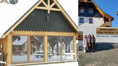 Ola i jej siostra Maria z właścicielką pensjonatu (na zdjęciu w środku).