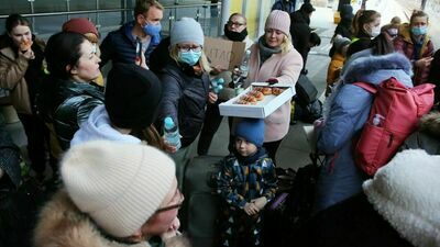 Uchodźcy na dworcu w Lublinie