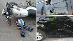 Zderzenie osobówki z motocyklem. Jeden nie ustąpił pierwszeństwa drugiemu