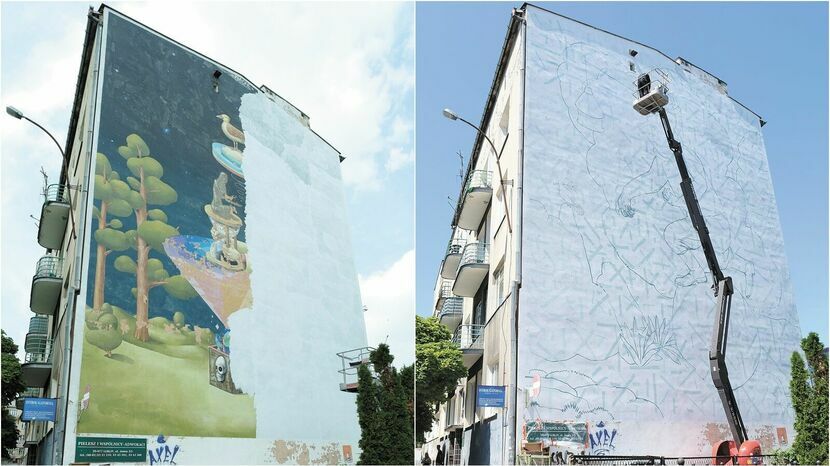 Przed weekendem zaczęło się usuwanie starego muralu, teraz widać już zalążki nowego