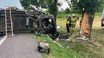 Tragedia na drodze krajowej nr 17. Ciężarówka z końmi uderzyła w drzewo
