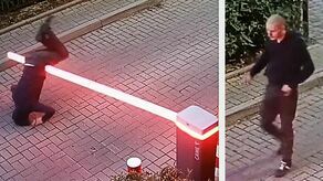 Zawisł na szlabanie. Policja szuka mężczyzny z monitoringu