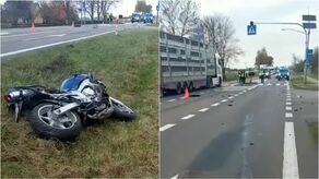 Lubelskie. Motocyklista w szpitalu, wjechał w znaki drogowe