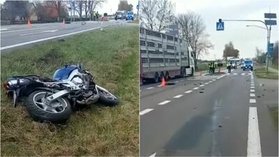 Lubelskie. Motocyklista w szpitalu, wjechał w znaki drogowe