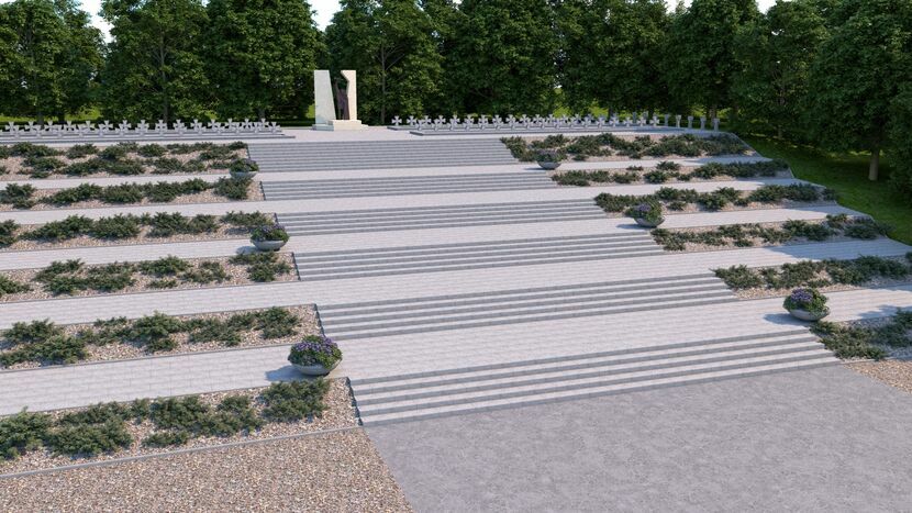 Tak mają prezentować się nowe, betonowe schody prowadzące do mogił żołnierzy, ofiar II wojny światowej oraz górującego nad nekropolią pomnika "Powstanie" 