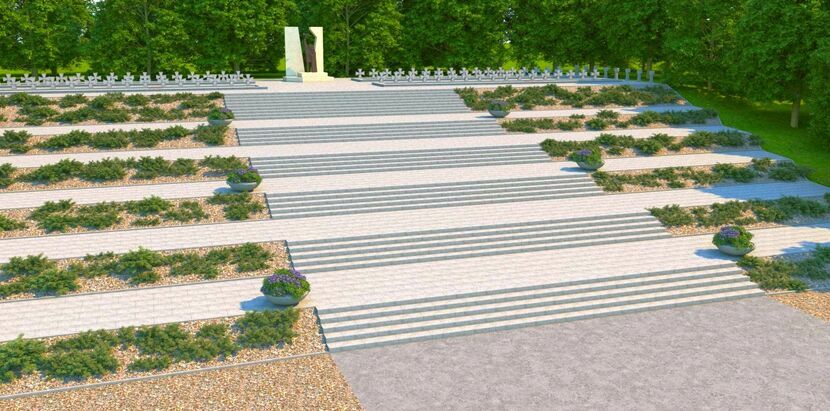 Tak mogłyby wyglądać nowe, betonowe schody prowadzące do pomnika na cmentarzu wojennym w Puławach, gdyby miastu udało się wyłonić wykonawcę remontu nekropolii