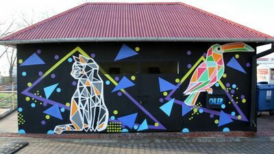 Osiedlowe śmietniki, jak ten na os. Gościńczyk, zyskują nowy wygląd. To zasługa puławskich twórców murali, których wspiera PSM