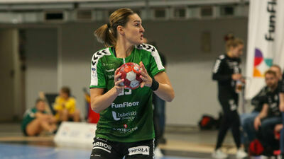 Kinga Achruk to jedyna zawodniczka MKS FunFloor Lublin, która wystąpiła w meczu z Niemcami

