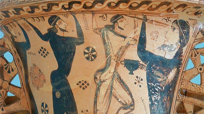Odyseusz oślepiający Polifema, protoatycka amfora czarnofigurowa, VII w. p.n.e.