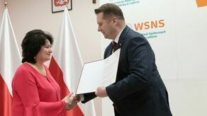 Prof. WSNS dr Emilia Żerel  i minister Przemysław Czarnek