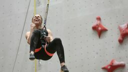 Aleksandra Mirosław z KW Kotłownia Lublin - nowa mistrzyni Polski, która 15-metrową ścianę pokonała w czasie 6,39 sekundy