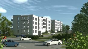 Tak wyglądają wizualizacje dwóch bloków, jakie w Rykach mają powstać w ramach Społecznych Inicjatyw Mieszkaniowych. Wewnątrz znajdzie się łącznie 64 mieszkania. Tutaj widok od ul. Granicznej