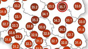 Rekord dnia padł dzisiaj w Ostrołęce i wyniósł 35,7°C. W województwie lubelskim najwyższą temperaturę odnotowano w Terespolu – 33,0 °C.