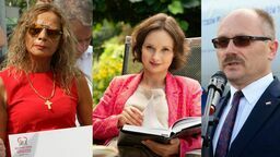 Od lewej Beata Wicha (Nowa Lewica), Romana Rupiewicz (Trzecia Droga), Krzysztof Szulowski (PiS) i Krzysztof Bartuzi (KO) - wybrani kandydaci z powiatu puławskiego do Sejmu