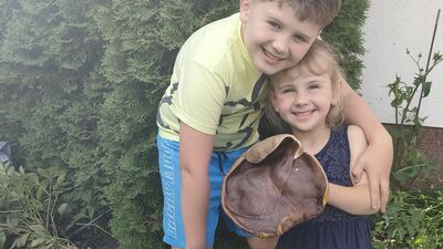 Lilianka i Antoś na pewno długo nie zapomną grzybobrania, z którego wrócili z taką zdobyczą