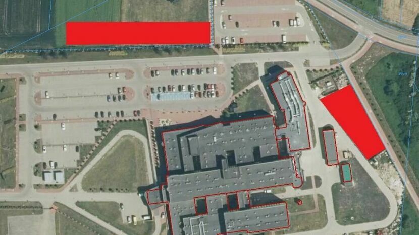 Na czerwono zaznaczono lokalizację nowych parkingów