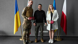 Wołodymyr Zełenski z Bianką Zalewską i Damianem Dudą