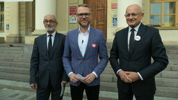 Od lewej: przewodniczący RM Lublin Jarosław Pakuła, poseł Michał Krawczyk i prezydent Krzysztof Żuk